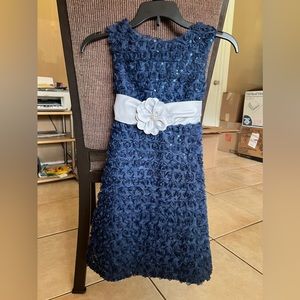 Girls navy blue and silver formal dress. Size 6